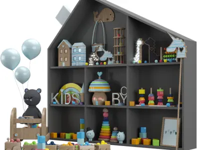 beares and toy shelves  Low-poly 3D model