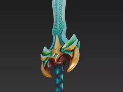 Stylized Fantasy Sword 3D Model-Decorative Weapon Sculpture 3D model
