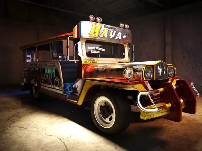 Jeepney 3D Model  Traditional Philippine Public Transport Low-poly 3D model