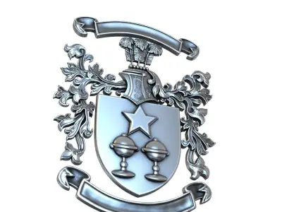 Coat of arms KNIGHT WITH FEATHERS 3D print model