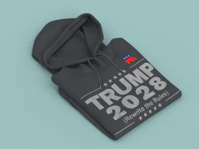 Trump 2028 Hoodie with Republican Elephant Pin 3D model