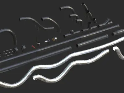 Modular Pipes - PVC Low-poly 3D model