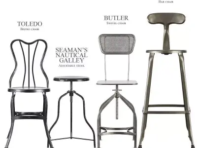 Industrial stools and chairs 3D model