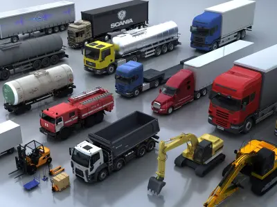 Truck - Transport Vehicle - Engineering Vehicle Pack 3D model