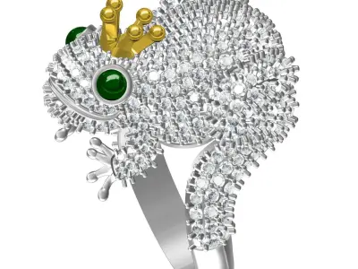 Antique Diamond Frog King Hip Hop Ring 3D print model