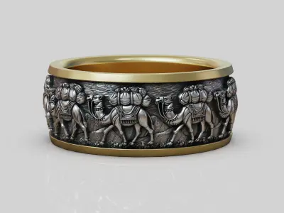 Camel Caravan Band Ring with Excellent Detailing 3D print model