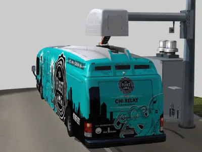 Proterra electric 40 Foot bus AON center chicago octopus livery Low-poly 3D model