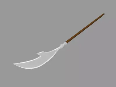 Naginata sword with wooden handle 3D model
