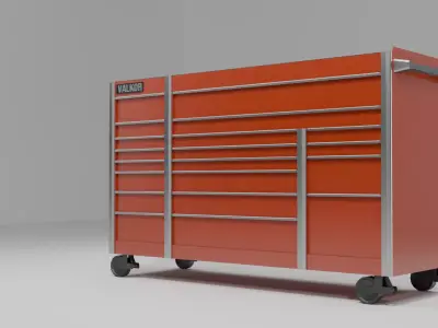 low poly 73 in Red Roll Cab Toolbox Tool Storage Cabinet Low-poly 3D model