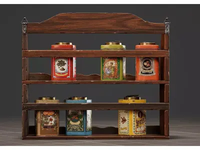 Spice Rack - Modular Vintage Spice Tins - Kitchen Spices Shelf 3D model