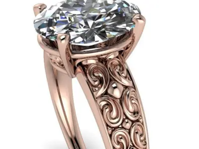 Vintage 2 carat diamond ring hand crafted style design  3D print model