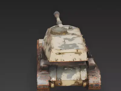 Realistic Destroyed Wrecked Tank 3D Model Low-poly 3D model