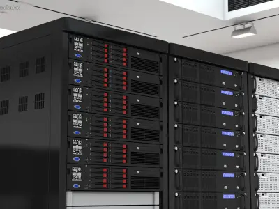Server Rack Cabinet Array 3D model