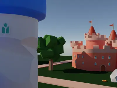 Big Hyper Casual Medieval Castle set modular Free low-poly 3D model