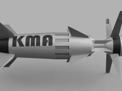 missiles 1 2 3 4 spaceship with dot 3D model
