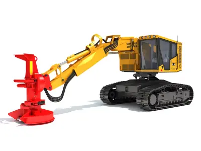 Tracked Feller Buncher Forestry Harvester 3D model