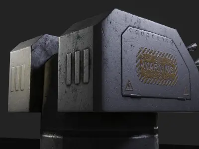 Realistic Turret with two guns on concrete podium gameready Free low-poly 3D model