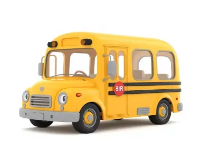 Cute Cartoon School Bus 3D Model Low-poly 3D model