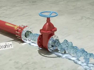 Piping valve with water Free 3D model