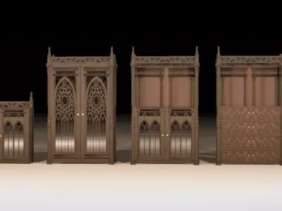 Gothic furniture set 3D model