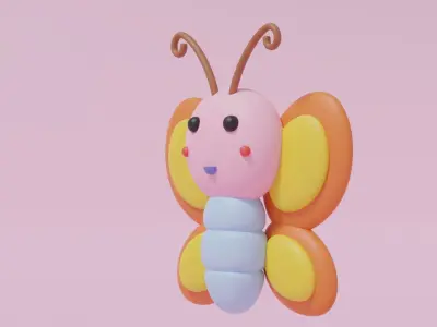 Cartoon Cute Butterfly 3D model
