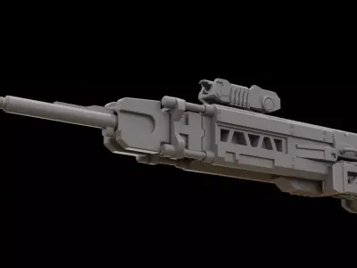 Mecha hard surface sniper rifle 3D model