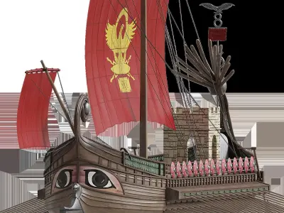 Trireme antique warship 3D model