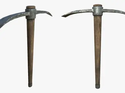 Pickaxe wooden axe Low-poly 3D model