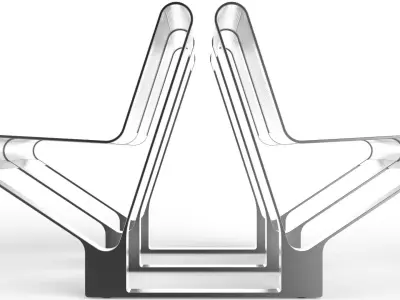 Waiting Room Seat V1 Double 2 Seats 3D model