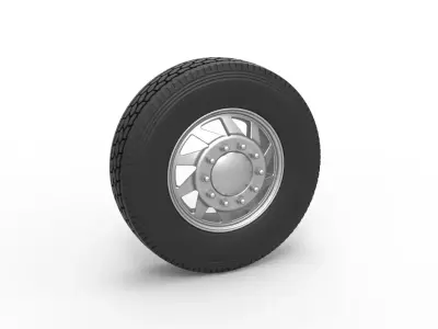 Front custom wheel of semi truck Version 7 Scale 1 to 25 3D print model