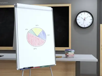 Pie Diagram on Flip Chart Board 3D model