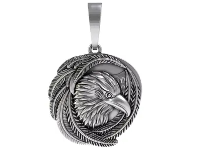 Eagle with Feather Pendant 3D print model