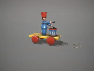 Blue Drummer Boy Toy Low-poly 3D model