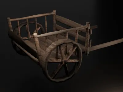 3D Carriage wooden cart Free 3D model