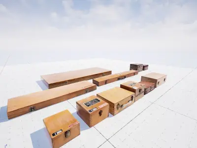 Scanned Antique Wooden Boxes Low-poly 3D model
