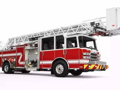 Modern Ladder Fire Truck 3D Model Aerial Rescue Emergency  3D model