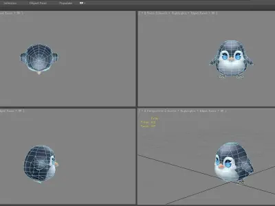 Cartoon baby penguin - male - lovely Low-poly 3D model