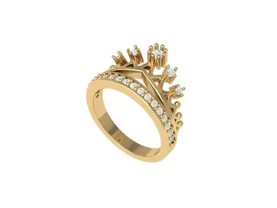 Crown Diamond Ring 3D print model