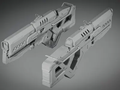 Sci-fi gun 3D model 2