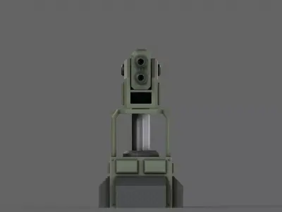 PBR Turret Gun 02 Green Low-poly 3D model