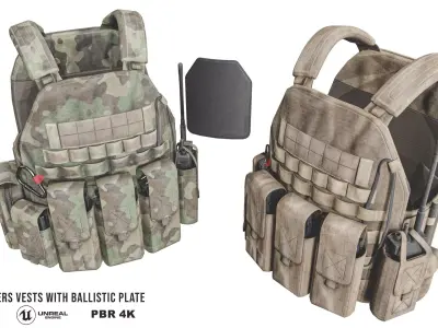 Plate Carriers Vests With Armour Plate Low-poly 3D model