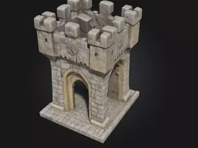 Stone Fortress Tower  Stalwart Defense in Medieval Style 3D model