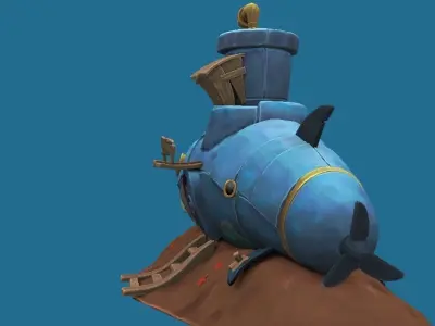 Submarine House Hand-Painted Low-poly 3D model