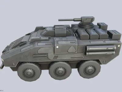 Low poly scifi battle vehicle Low-poly 3D model