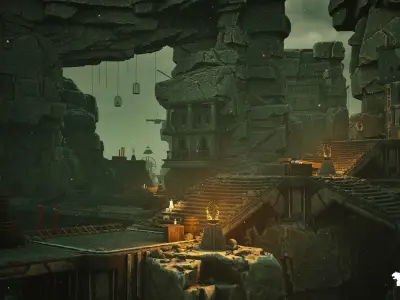 Dwarven Dungeon Environment  Low-poly 3D model