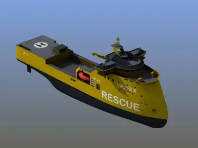 X-Bow Rescue Ship Low-poly 3D model