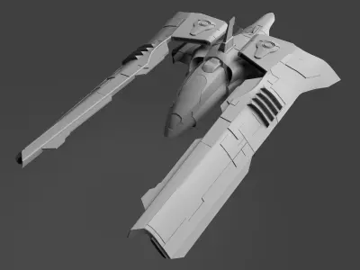 Spaceship fighter jet Low-poly 3D model