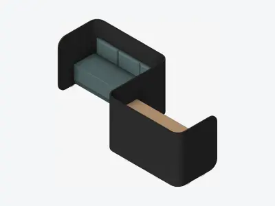 Booth - Simplicity - S Curve - Ottoman Combo Low-poly 3D model