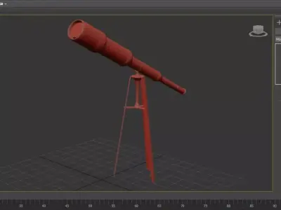 Vintage Telescope on Tripod Low-poly 3D model