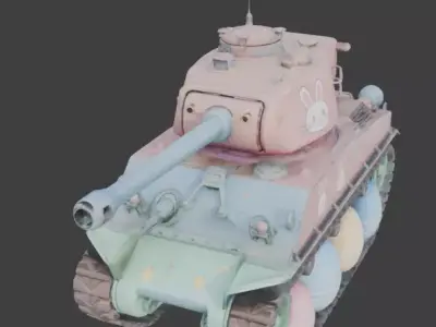  EASTER TANK WITH EGG WHEELS Low-poly 3D model